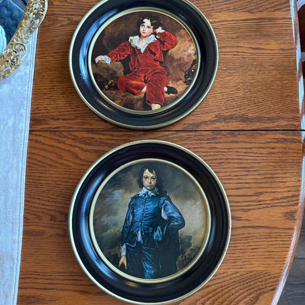 Vintage Tin Classic Picture of Blue Boy & Red Boy - Picture 3 of 15